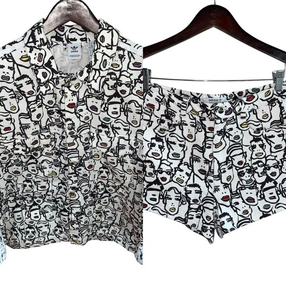 NEW ADIDAS ORIGINALS WOMENS FIORUCCI "FACES" TREFOIL TRACK JACKET Set~ MEDIUM - Picture 2 of 12